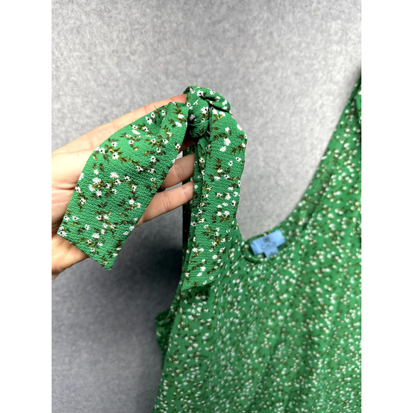 CeCe Womens Blouse Tank Top Size XL Green Floral Tie Shoulder Sleeveless NWT - Picture 10 of 11